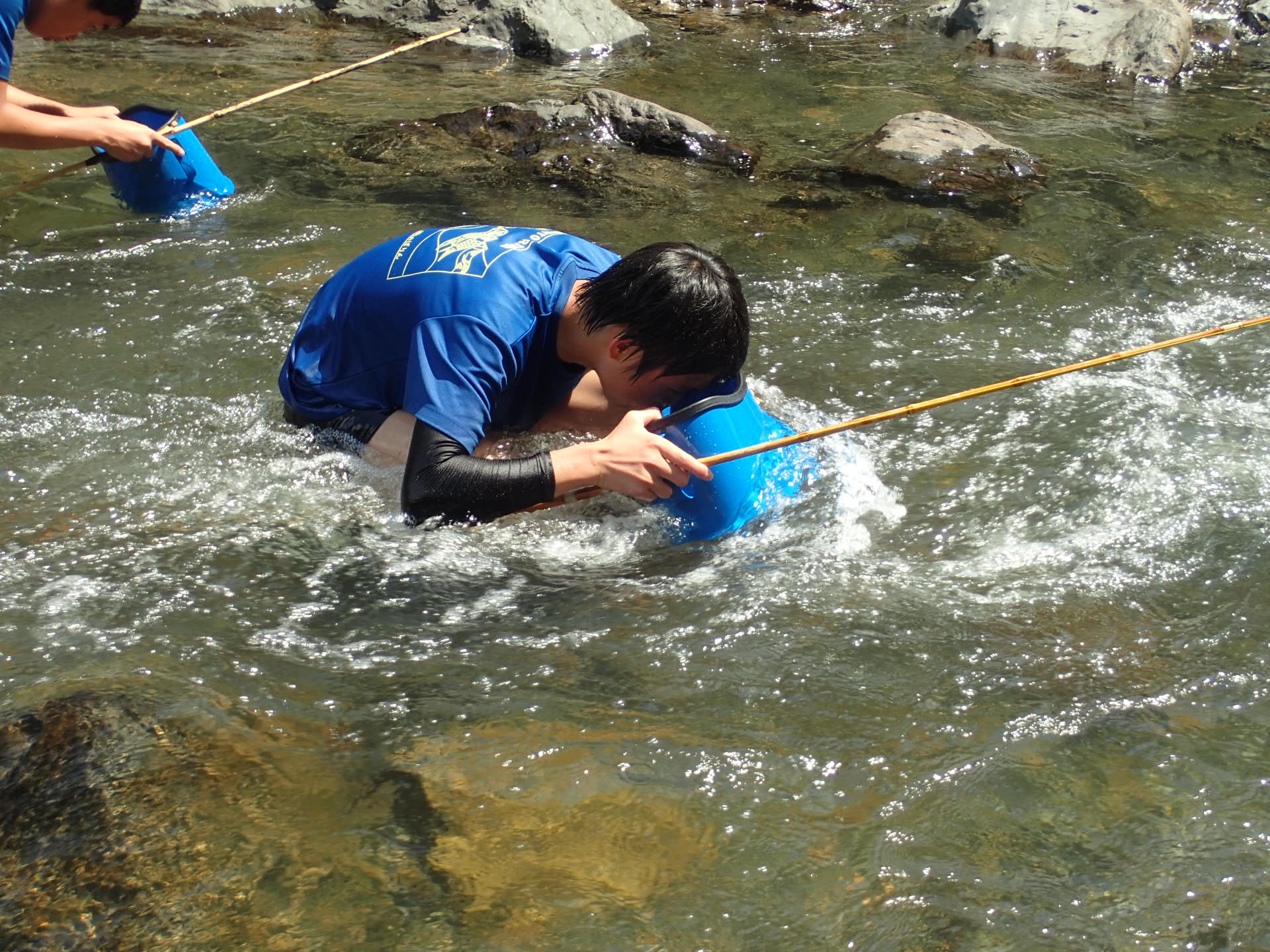 十川中学校協働の川プロジェクト2021　しゃくり漁に挑戦！