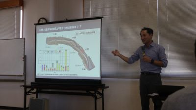 四万十川の洪水中の土砂移動に関する報告会 ( 高知高専 岡田将治教授 )